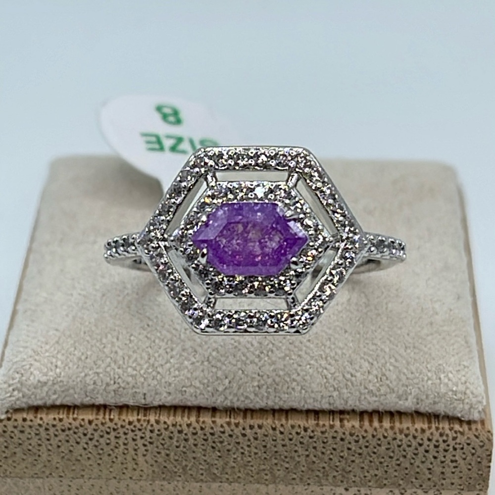 Bomb Party Ring UNSPOKEN DREAMS RBP5499 Lavender Ice Crystal/Rhodium NWT&BAG